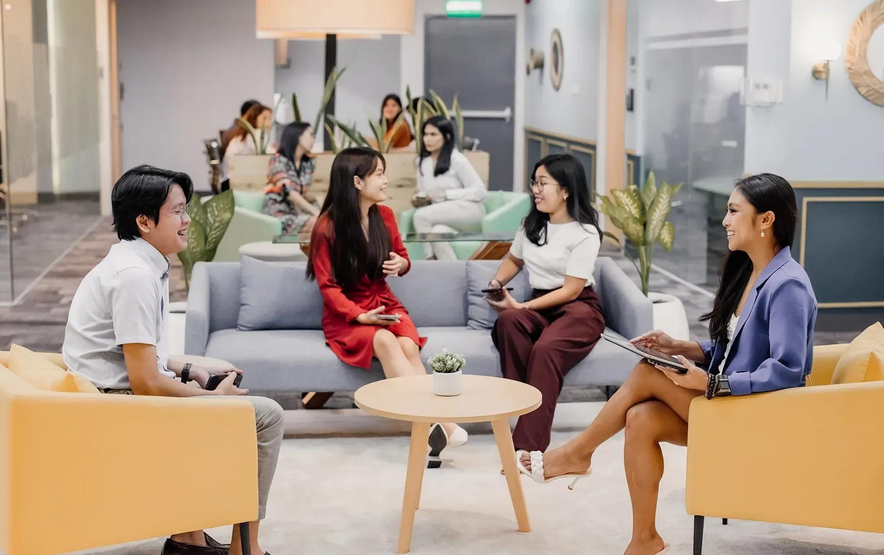 Team collaboration in a modern lounge area, fostering connections for EOR services with KMC's growth-driven solutions. Team collaboration in a modern lounge area, fostering connections for EOR services with KMC's growth-driven solutions.
