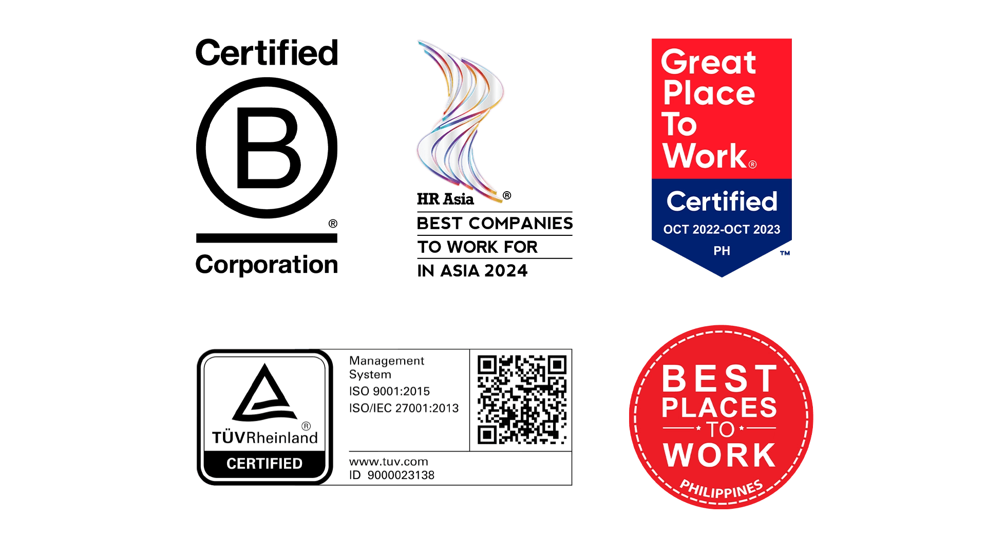 KMC Solutions recognized for excellence with certifications including Great Place to Work and TÜV Rheinland for ISO 9001 and ISO/IEC 27001 compliance.