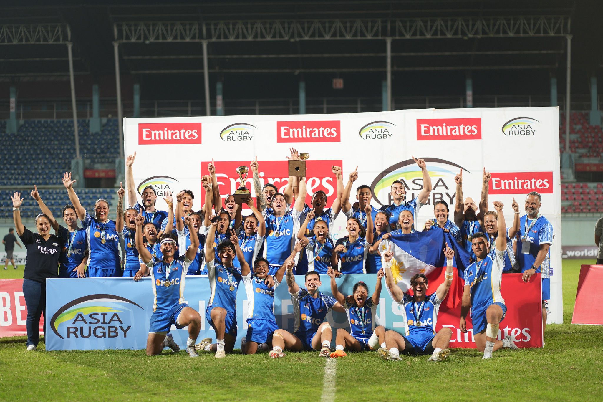 Philippines National Rugby Team celebrates at the Asia Rugby Championship. Philippines National Rugby Team celebrates at the Asia Rugby Championship.