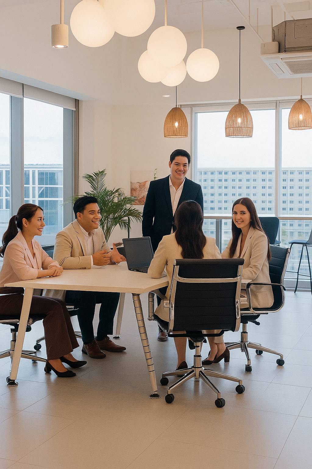 Colleagues at a business lounge discuss strategies, reflecting KMC's commitment to world-class talent and workforce solutions. Colleagues at a business lounge discuss strategies, reflecting KMC's commitment to world-class talent and workforce solutions.