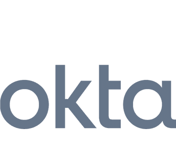 A grey logo of Okta