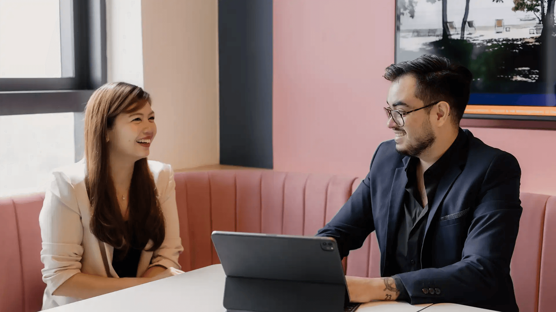 Colleagues at a business lounge discuss strategies, reflecting KMC's commitment to world-class talent and workforce solutions. Colleagues at a business lounge discuss strategies, reflecting KMC's commitment to world-class talent and workforce solutions.